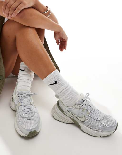 Nike V2K Run unisex trainers in white, green and silver