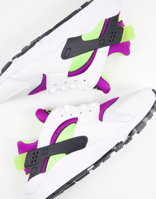 Zapatillas de deporte blancas, violetas y verdes Air Huarache de Nike, 2 de 4