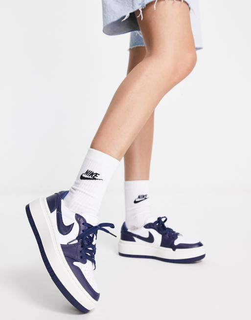 Leyes y regulaciones átomo Cena Zapatillas de deporte blancas y azul marino medianoche Air Jordan 1 Elevate  Low de Nike | ASOS