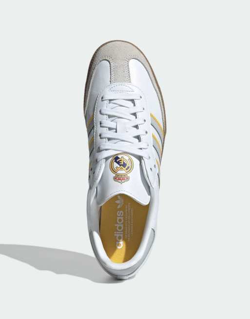 Zapatillas de deporte blancas y gris claro con diseño del Real Madrid Samba de adidas Originals