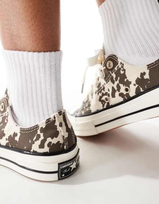 Zapatillas de deporte blancas y marrones con estampado de vaca Chuck 70 Ox de Converse