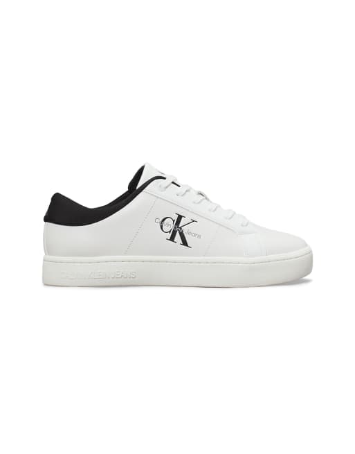 Zapatillas de deporte blancas y negras clásicas con suela cupsole de Calvin Klein Jeans