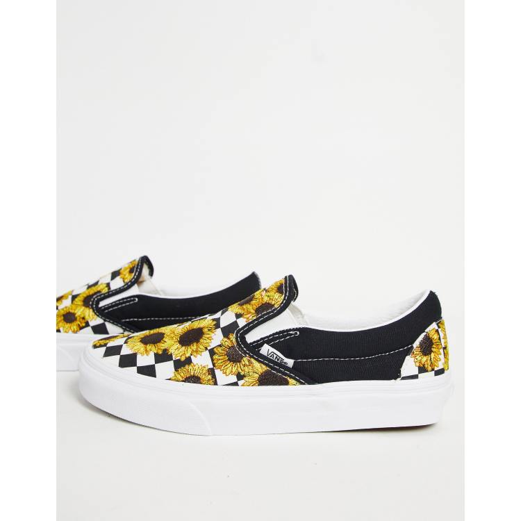 Zapatillas de deporte blancas y negras con bordado de girasoles sin cierres de Vans | ASOS