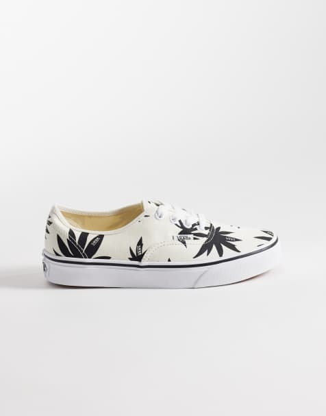 Zapatillas de deporte blancas y negras con estampado de hojas de Vans Authentic - view 1