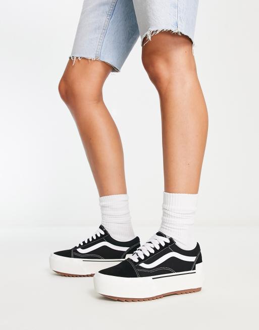 Zapatillas de deporte blancas y negras con suela dentada Old Skool Stacked de Vans 