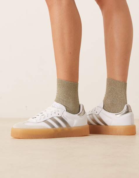 Zapatillas de deporte blancas y plateado metalizado Sambae de adidas Originals - view 1