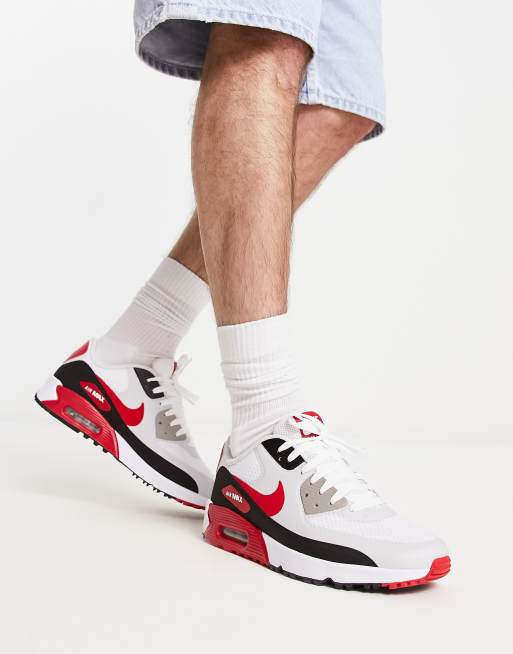 Zapatillas de deporte blancas y rojas Air Max 90 de Nike Golf ASOS