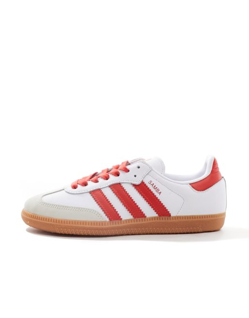 Zapatillas de deporte blancas y rojo luminoso Samba OG de adidas Originals