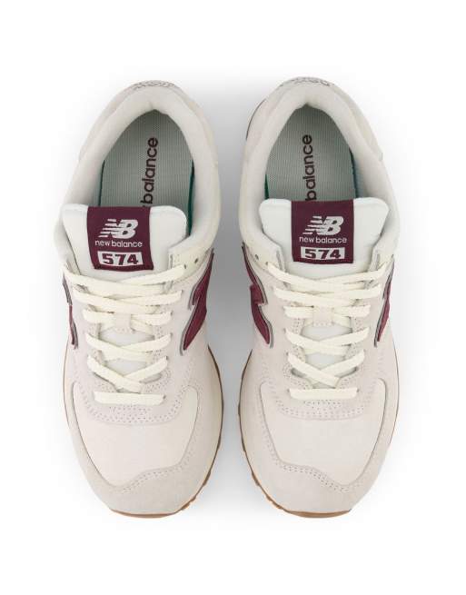 Zapatillas de deporte blancas y rojo oscuro 574 de New Balance, 2 de 4