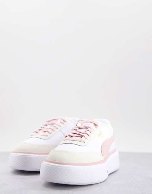 Zapatillas de deporte blancas y rosa pastel de ante Oslo Maja de PUMA, 4 de 4