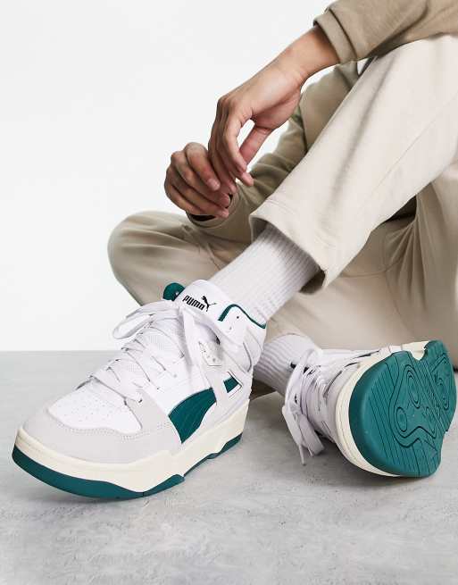 Atar para peso Zapatillas de deporte blancas y verde universitario Slipstream Mid Heritage  de PUMA | ASOS