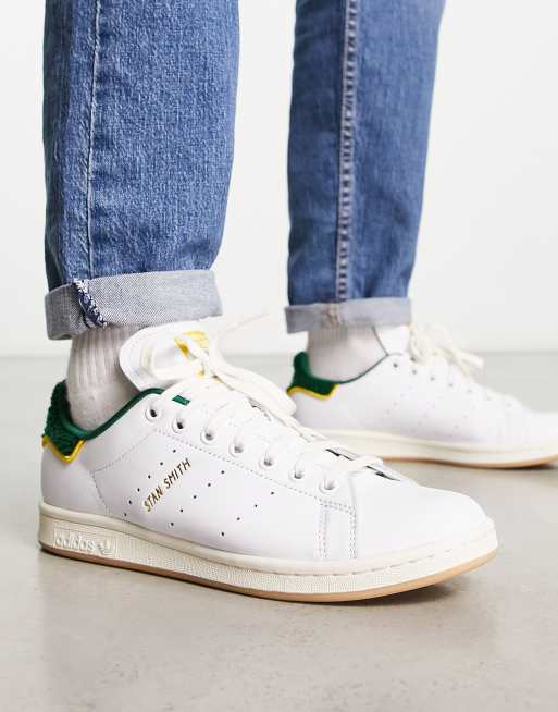 Zapatillas de deporte blancas y verdes con suela de goma Stan Smith de adidas Originals