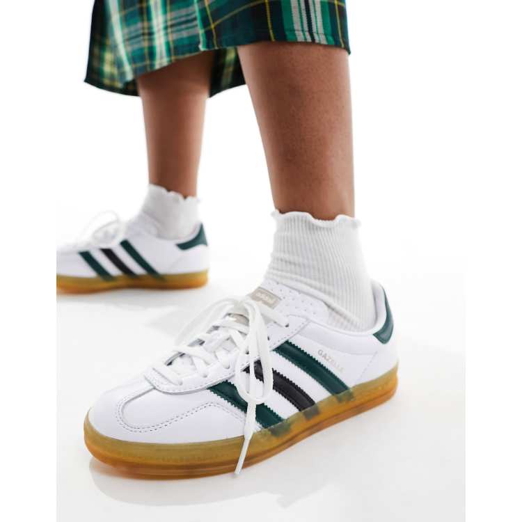 Zapatillas de deporte blancas y verdes Gazelle Indoor de adidas Originals ASOS