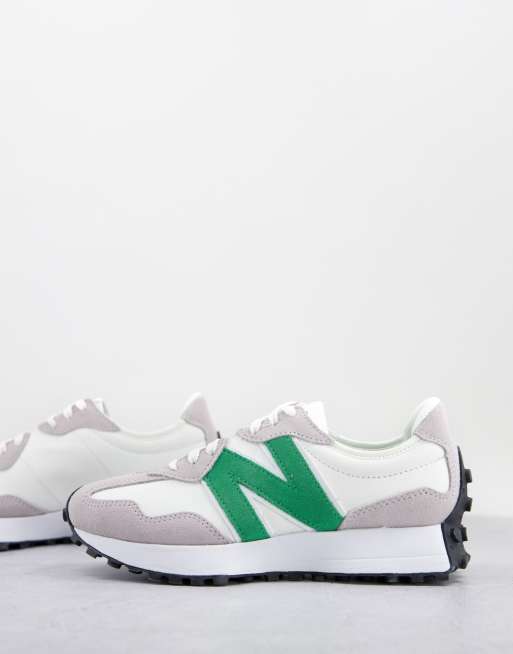 Zapatillas de deporte blancas y verdes Premium 327 de New Balance