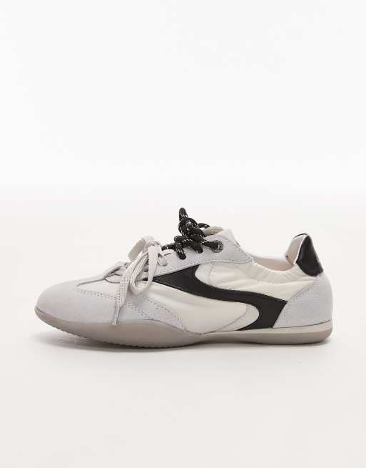 Zapatillas de deporte blanco envejecido con cordones en contraste de cuero Park-err de Bronx, 2 de 5