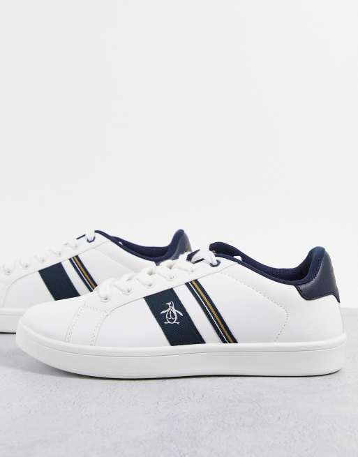 Zapatillas de deporte blanco hueso con banda lateral retro de Original Penguin