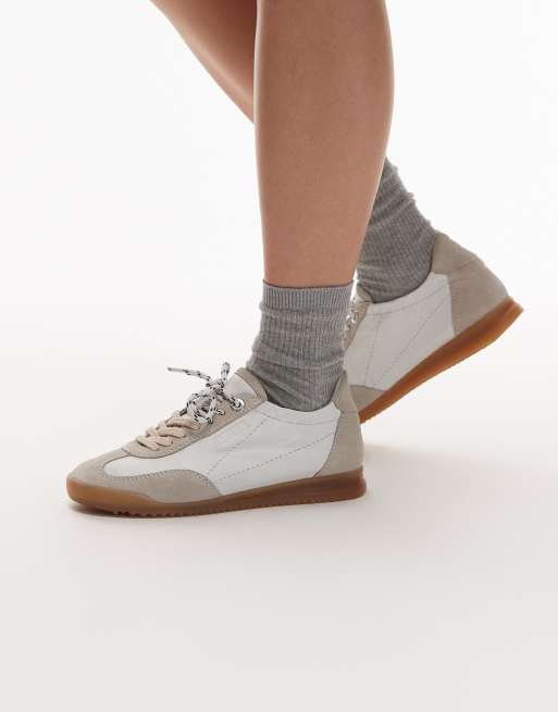 Zapatillas de deporte blanco hueso de cuero con cordones y suela de goma Cli-oo de Bronx, 2 de 5