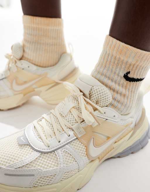 Nike V2K Run trainers in off white and beige 