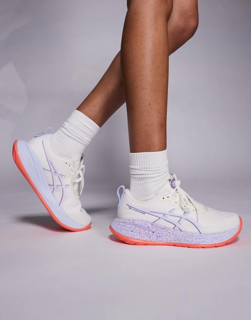 Zapatillas de deporte blanco hueso y moradas para correr Gel-Cumulus 27 Tokyo de Asics