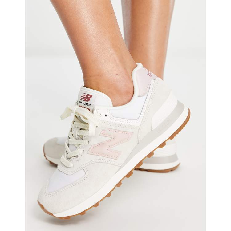 varonil esclavo instructor Zapatillas de deporte blanco hueso y rosa 574 de New Balance | ASOS