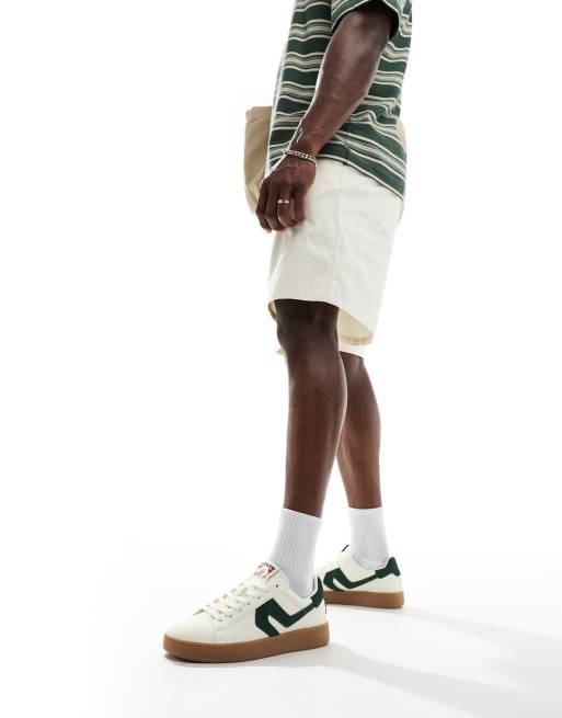 Zapatillas de deporte blanco hueso y verdes de ante con suela de goma Swift de Levi's