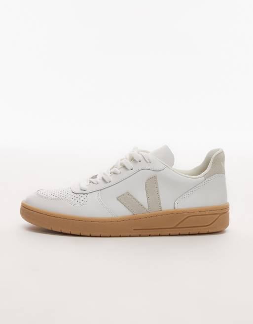 Zapatillas de deporte blanco intenso y beis de cuero V-10 de VEJA, 2 de 5