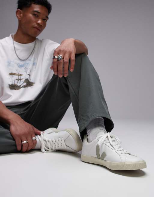 Zapatillas de deporte blanco intenso y color arcilla con logo de cuero Esplar de VEJA