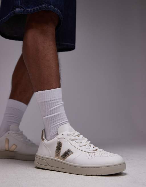 Zapatillas de deporte blanco platino de cuero sin cromo Chromefree V-10 de VEJA, 3 de 5