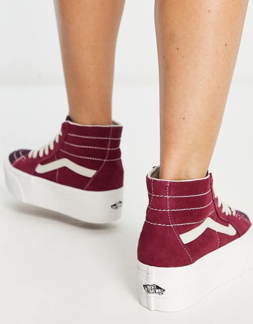 Zapatillas de deporte burdeos con suela de plataforma cónica SK8-Hi de Vans ASOS