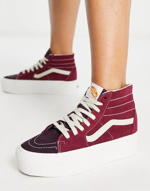 Zapatillas de deporte burdeos con suela de plataforma c nica SK8 Hi de Vans