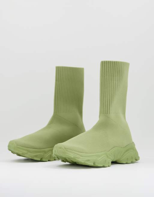 Zapatillas de deporte caqui estilo calcetín Deven de ASOS DESIGN