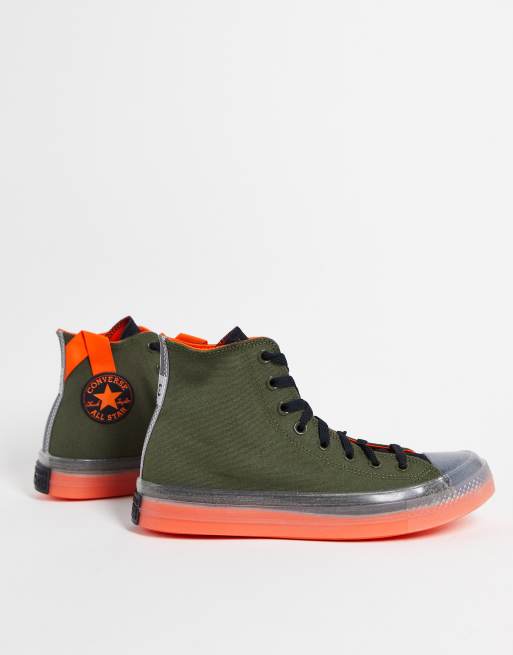 Converse verdes 2025 con naranja