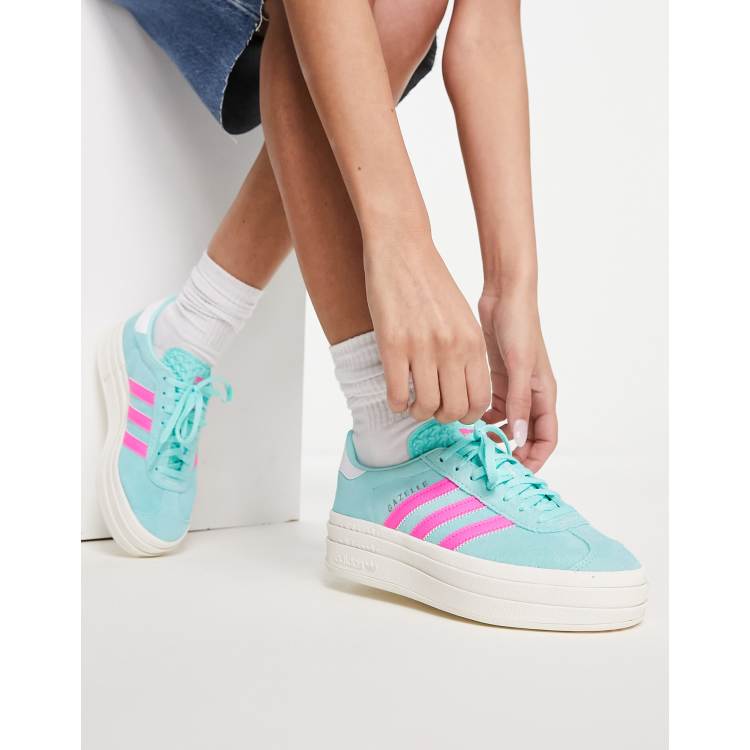 Zapatillas de deporte color aguamarina y rosas con plataforma Gazelle Bold de adidas Originals