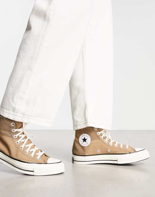 Zapatillas de deporte color arena con dise o de patchwork Chuck 70 Hi de Converse