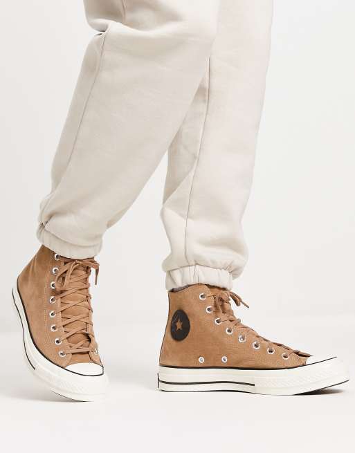 Zapatillas de deporte color arena de ante Chuck 70 Hi de Converse