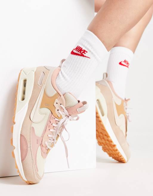 Zapatillas de deporte color arena y rosado Air Max 90 Futura de Nike
