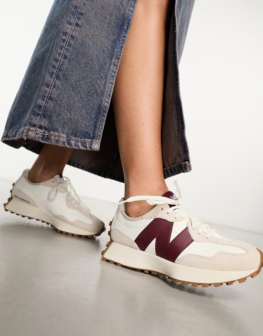 New Balance – 327 – Buty sportowe w kolorze bordowym i złamanej bieli-Biały