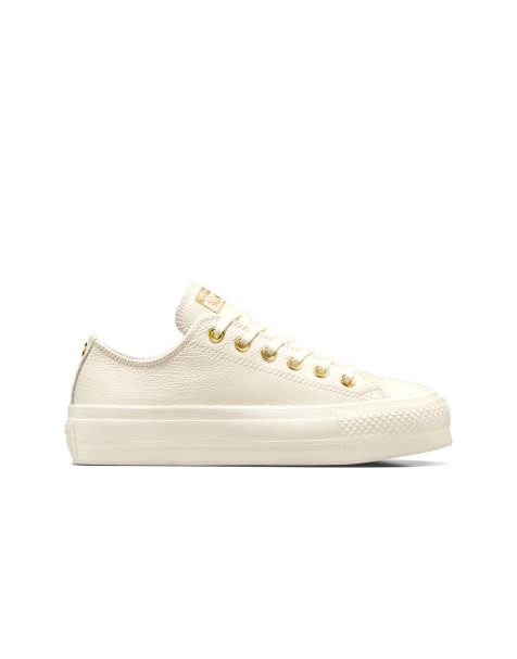 Zapatillas de deporte color crema con plataforma y herraje dorado Chuck Taylor All Star Lift Ox de Converse - view 1