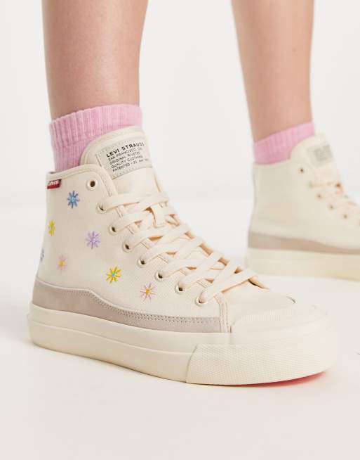 Zapatillas de deporte color crema hi-top con estampado integral floral Square de Levi's