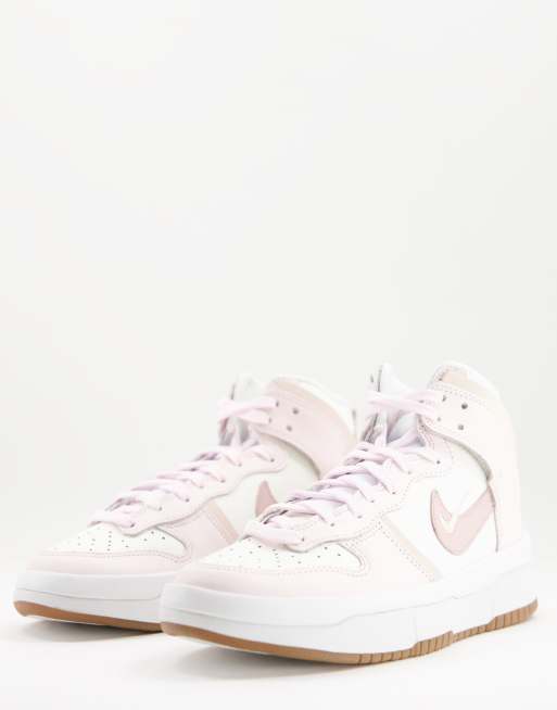 Zapatillas de deporte color crema, perla, blanco y rosa Dunk High Up de Nike