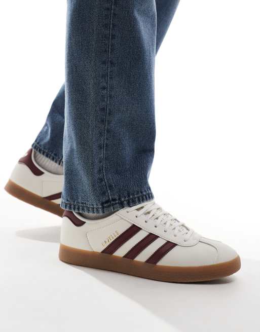 Zapatillas de deporte color crema y burdeos Gazelle de adidas Originals