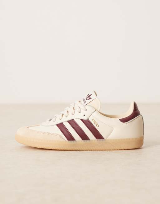 Zapatillas de deporte color crema y burdeos Samba OG de adidas