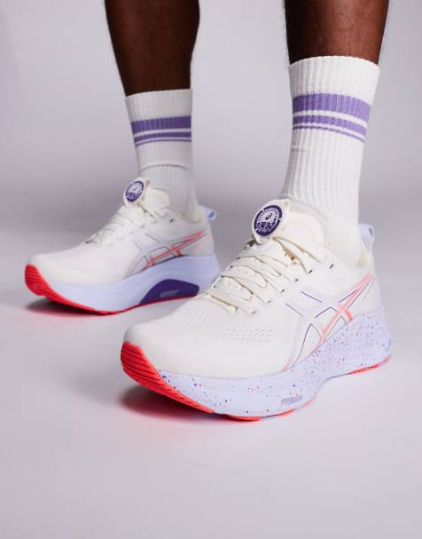 Zapatillas de deporte color crema y morado neón para correr Gel-Kayano 32 Tokyo de Asics - view 1
