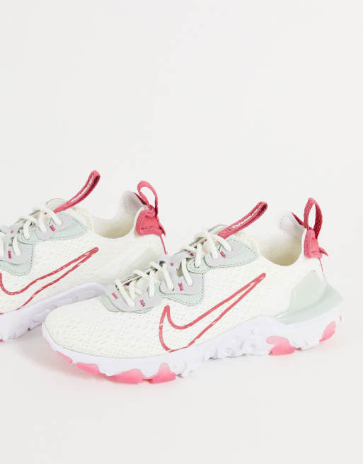 Zapatillas de deporte color crema y rosas React Vision de Nike ASOS