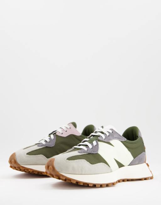 Zapatillas de deporte color crema y salvia 327 de New Balance