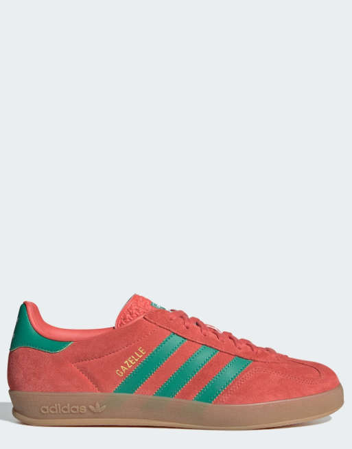 Zapatillas de deporte color escarlata pálido y verdes Gazelle Indoor de adidas Originals