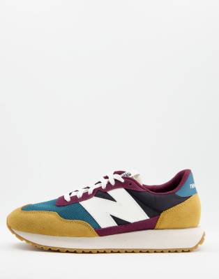 Zapatillas de deporte color mostaza y burdeos con diseño color block 237 de New Balance