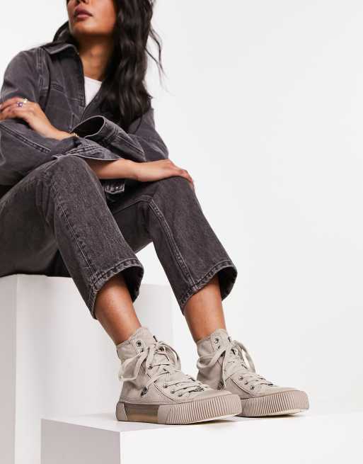 Zapatillas de deporte color piedra hi-top con cordones de ante Elena de AllSaints