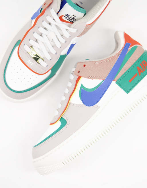 Zapatillas de deporte color piedra y azules Air Force 1 Shadow de Nike