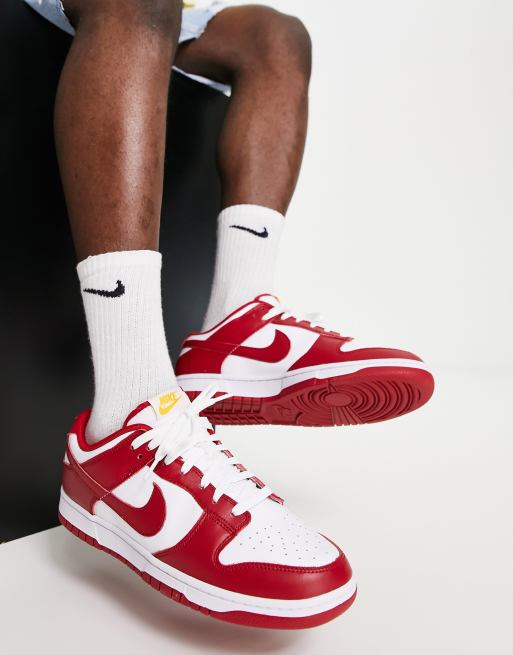 Zapatillas de deporte color rojo gimnasio y blanco Dunk Low de Nike